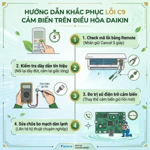 Cách sửa lỗi C9 cảm biến nhiệt độ điều hòa Daikin FTKB25WAVMV
