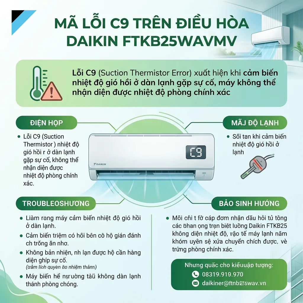 Lỗi C9 trên điều hòa Daikin FTKB25WAVMV là gì?