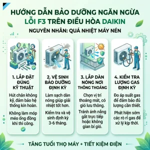 Khắc phục lỗi F3 máy nén nóng quá nhiệt trên điều hòa Daikin FTKY25WAVMV