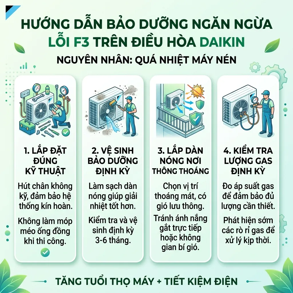 Khắc phục lỗi F3 máy nén nóng quá nhiệt trên điều hòa Daikin FTKY25WAVMV