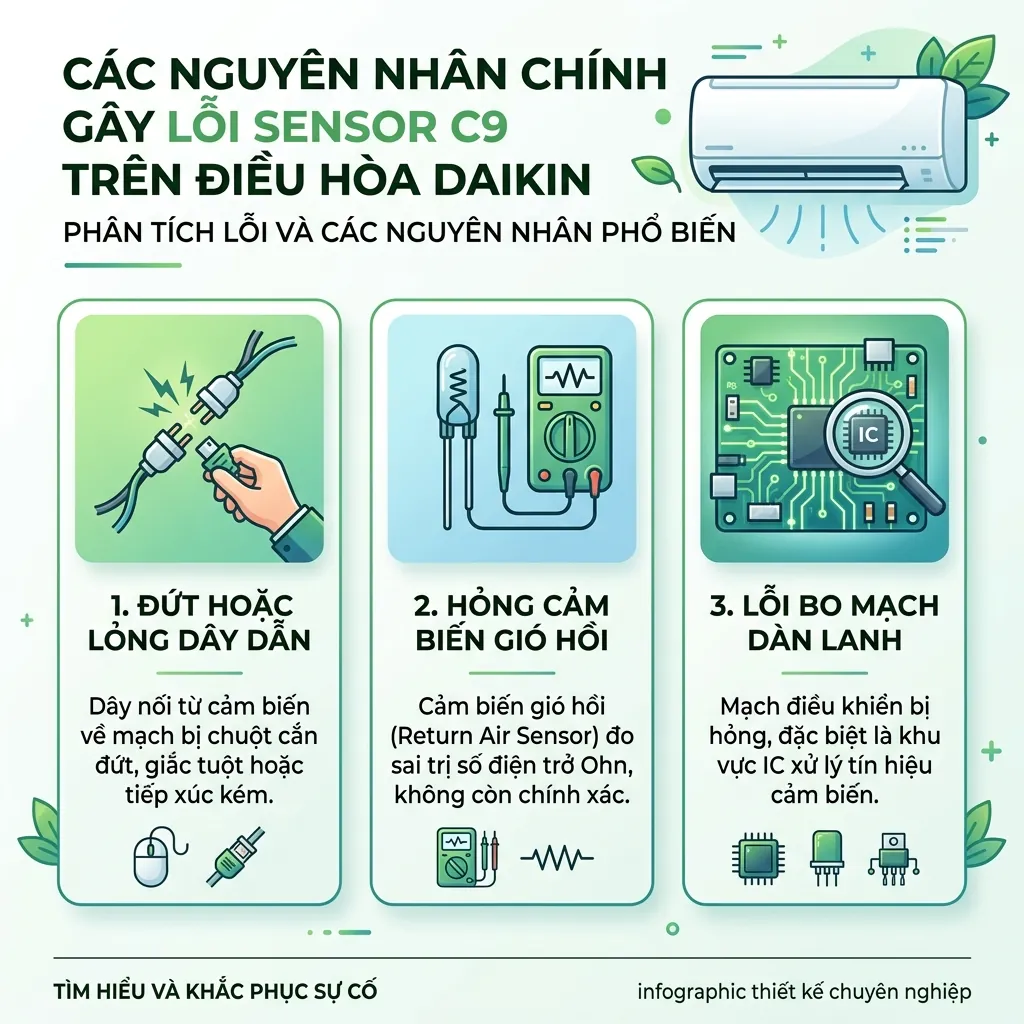 Nguyên nhân gây ra lỗi c9 điều hòa daikin ftkb25wavmv