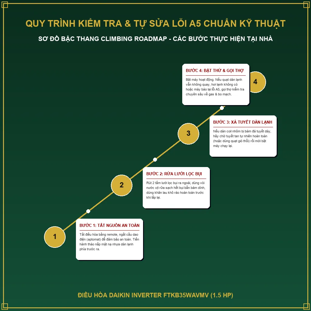 Quy trình kiểm tra và tự sửa lỗi A5 tại nhà chuẩn kỹ thuật
