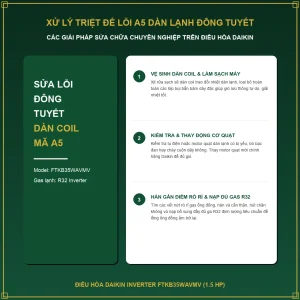 Sửa lỗi A5 dàn lạnh bị đông tuyết trên điều hòa Daikin FTKB35WAVMV