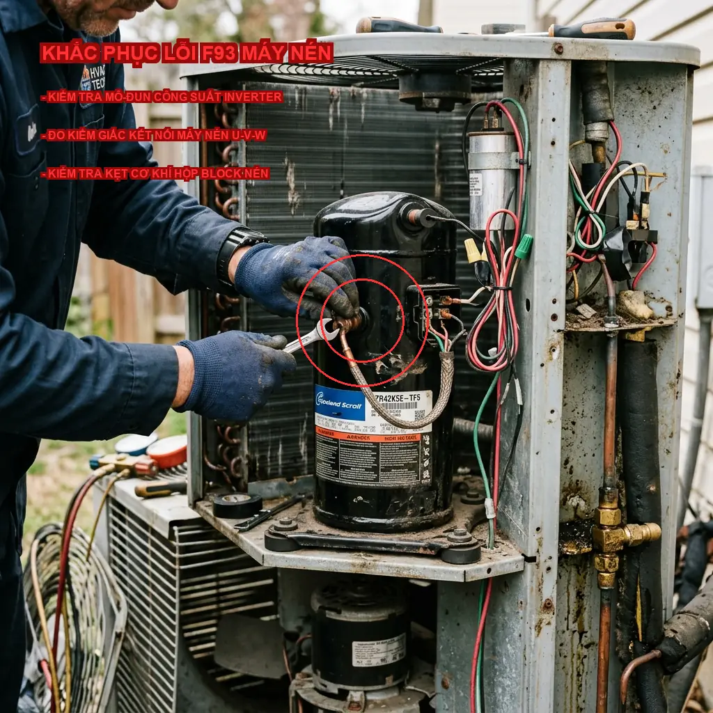 Khắc phục lỗi F93 block máy nén phát dòng bất thường điều hòa Panasonic U9XKH 1 Khắc phục lỗi F93 block máy nén phát dòng bất thường điều hòa Panasonic U9XKH